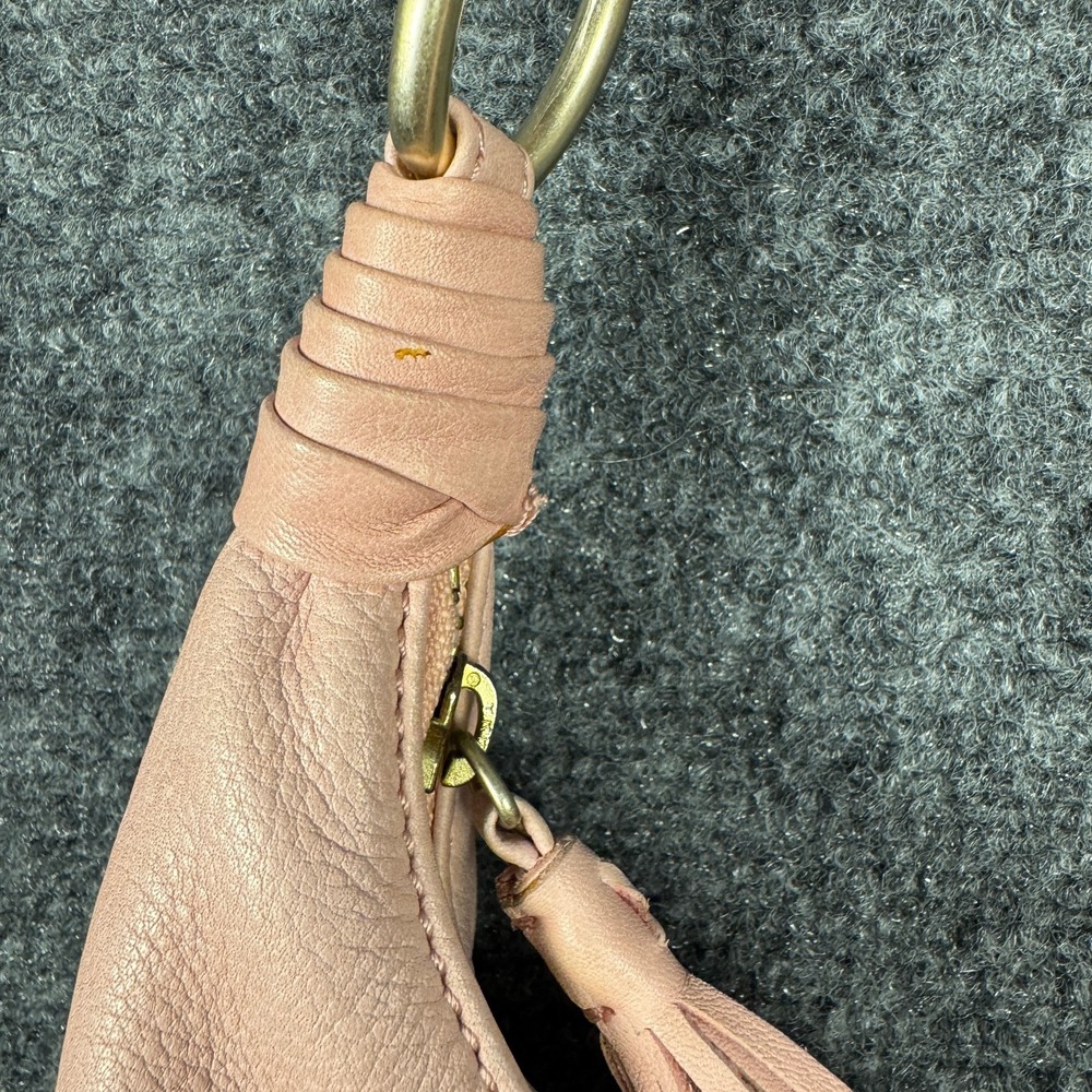 Sigrid Olsen Vintage Pink Leather Y2K Hobo Bag Tassel Crescent Shoulder Purse - Picture 7 of 15